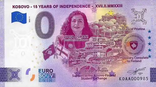 Billet 0€ KOSOVO - 15 YEARS OF INDEPENDANCE - XVII.II.MMXXIII
