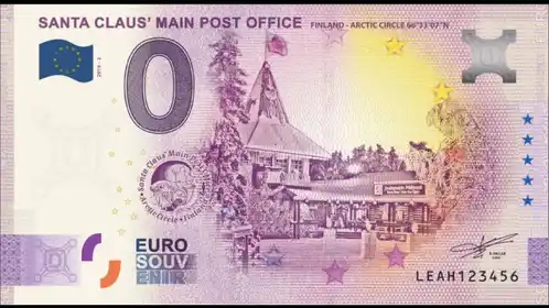 Banconota da 0€ SANTA CLAUS' MAIN POST OFFICE FINLAND - ARCTIC CIRCLE 66°33'07'N