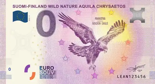 0€ banknote SUOMI-FINLAND WILD NATURE AQUILA CHRYSAETOS MAAKOTKA GOLDEN EAGLE