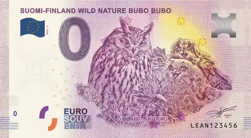 0€ banknote SUOMI-FINLAND WILD NATURE BUBO BUBO HUUHKAJAT - EAGLE OWLS
