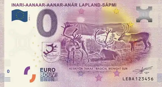 Banconota da 0€ INARI-AANAAR-AANAR-ANÁR LAPLAND-SÁPMI