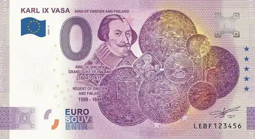 Billete de 0€ KARL IX VASAKING OF SWEDEN AND FINLAND