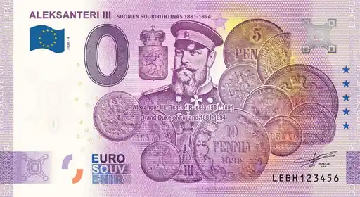Billet 0€ ALEKSANTERI IIISUOMEN SUURIRUHTINAS 1881-1894