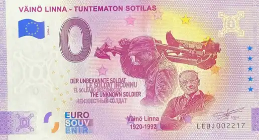 0€ banknote VÄINÖ LINNA - TUNTEMATON SOTILAS