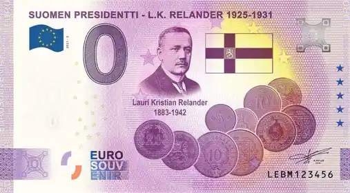 0€-Schein SUOMEN PRESIDENTTI - L.K. RELANDER 1925-1931