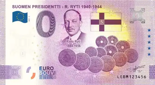 0€ banknote SUOMEN PRESIDENTTI - R. RYTI 1940-1944
