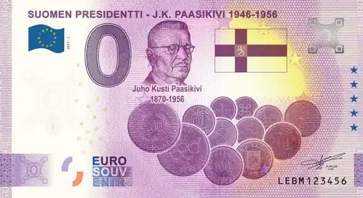 0€ banknote SUOMEN PRESIDENTTI - J.K. PAASIKIVI 1946-1956