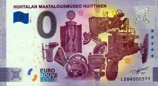 Billete de 0€ HUHTALAN MAATALOUSMUSEO HUITTINEN