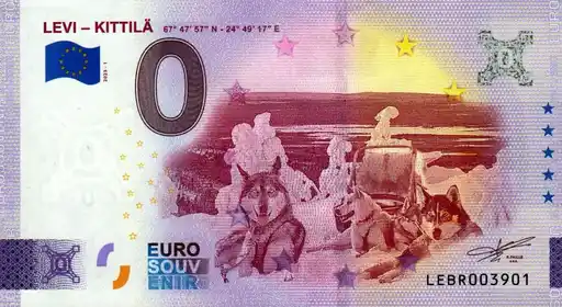 Banconota da 0€ LEVI - KITTILÄ 67° 47' 57
