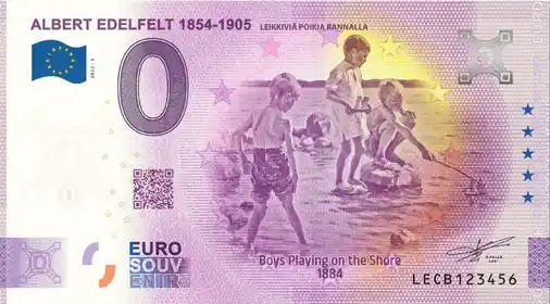Banconota da 0€ ALBERT EDELFELT 1854-1905LEIKKIVIÄ POIKIA RANALLA
