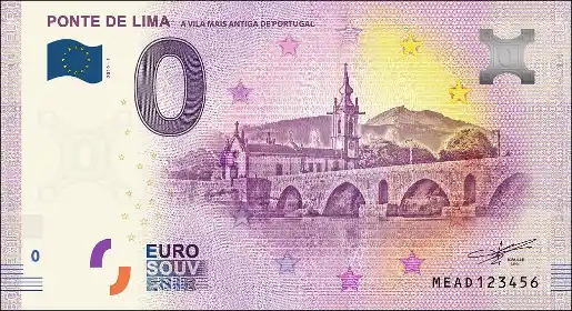 Banconota da 0€ PONTE DE LIMA A VILA MAIS ANTIGA DE PORTUGAL