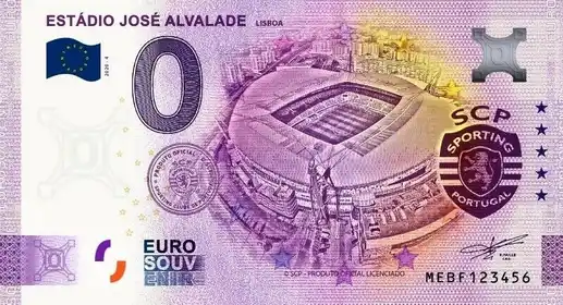 Banconota da 0€ ESTÁDIO JOSÉ ALVALADE LISBOA