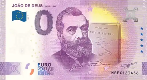 0€ banknote JOÃO DE DEUS 1830-1896