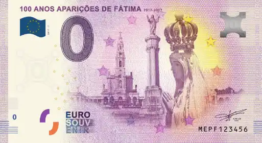 0€ banknote 100 ANOS APARIÇÕES DE FÁTIMA 1917-2017