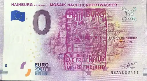0€ banknote HAINBURG A.D. DONAU - MOSAIK NACH HUNDERTWASSER