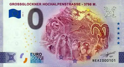 Banconota da 0€ GROSSGLOCKNER HOCHALPENSTRASSE - 3798 m.