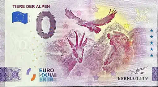 Banconota da 0€ TIERE DER ALPEN