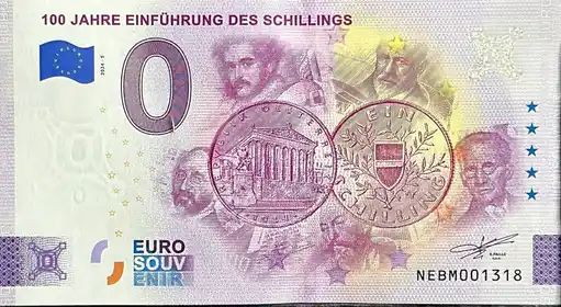 0€ banknote 100 JAHRE EINFÜRUNG DES SCHILLINGS