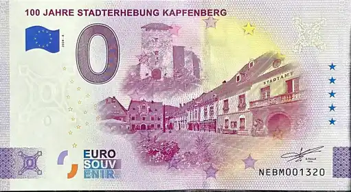Banconota da 0€ 100 JAHRE STADTERHEBUNG KAPFENBERG