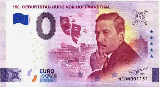 Billete de 0€ 150. GEBURTSTAG HUGO VON HOFFMANSTHAL