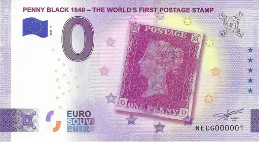 Billete de 0€ PENNY BLACK 1840 - THE WORLD'S FIRST POSTAGE STAMP
