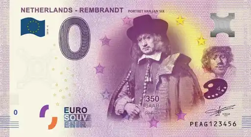 Billete de 0€ NETHERLANDS - REMBRANDTPORTRET VAN JAN SIX