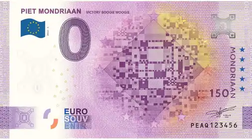 Banconota da 0€ PIET MONDRIAANVICTORY BOOGIE WOOGIE