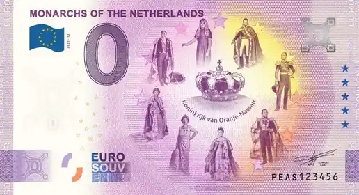 Banconota da 0€ MONARCHS OF THE NETHERLANDS