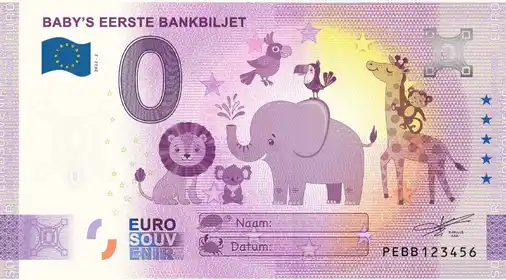 Banconota da 0€ BABY'S EERSTE BANKBILJET