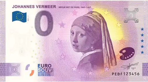 0€ banknote JOHANNES VERMEERMEISJE MET DE PAREL 1665-1667