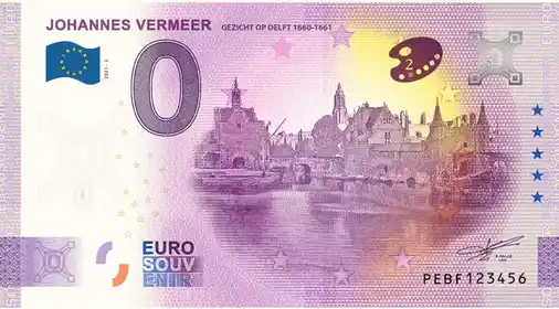 0€-Schein JOHANNES VERMEERGEZICHT OP DELFT 1660-1661