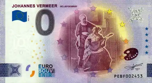 Banconota da 0€ JOHANNES VERMEERDE LIFTDESBRIEF