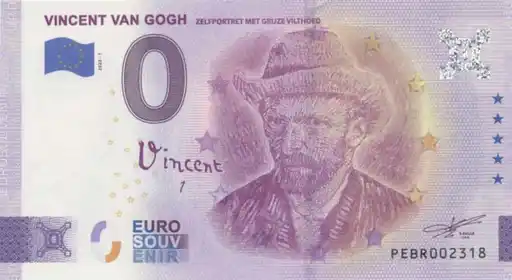 0€-Schein VINCENT VAN GOGHZELFPORTRET MET GRIJZE VILTHOED
