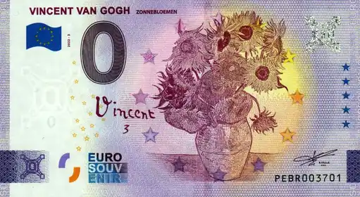 0€ banknote VINCENT VAN GOGHZONNEBLOEMEN