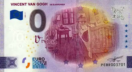 0€ banknote VINCENT VAN GOGHDE SLAAPKAMER