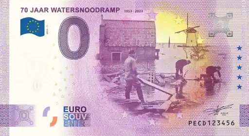 Banconota da 0€ 70 JAAR WATERSNOODRAMP 1953-2023