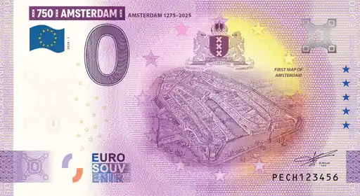 Billet 0€ 750 AMSTERDAMAMSTERDAM 1272-2025 FIRST MAP OF AMSTERDAM