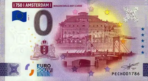 Billete de 0€ 750 AMSTERDAMMAGERE BRUG MET CARRE