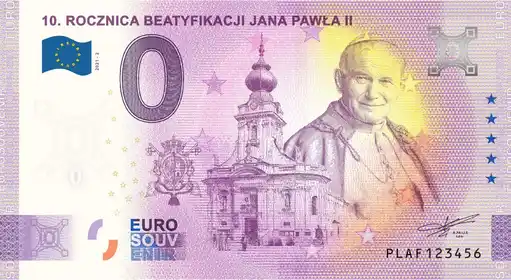 Billete de 0€ 10. ROCZNICA BEATYFIKACJI JANA PAWŁA II