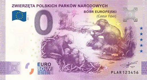 Banconota da 0€ ZWIERZÈ¨TA POLSKICH PARKÓW NARODOWYCH