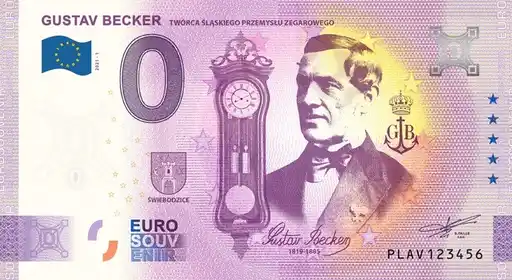 0€-Schein GUSTAV BECKERTWÓRCA ŠLASKIEGO PRZEMYSŁU ZEGAROWEGO