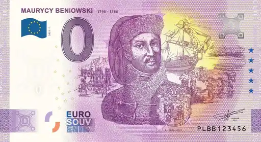 Banconota da 0€ MAURYCY BENIOWSKI 1746-1786