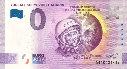 0€-Schein YURI ALEKSEYEVICH GAGARIN