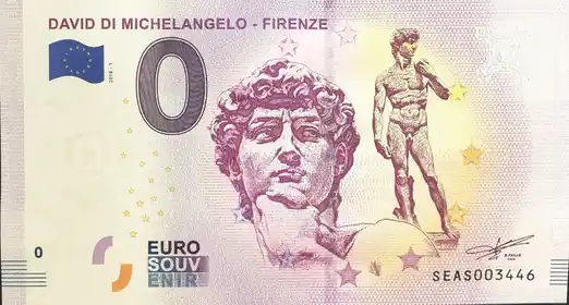 Banconota da 0€ DAVID DI MICHELANGELO - FIRENZE