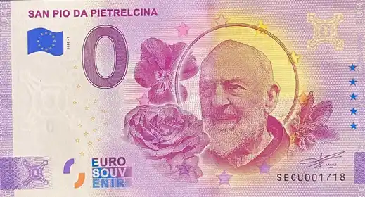 0€ banknote SAN PIO DA PIETRELCINA