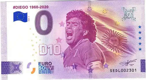 Banconota da 0€ #DIEGO 1960-2020