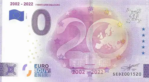 Billete de 0€ 2002 - 2022I VENTI ANNI DELL'EURO
