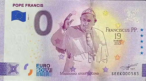 0€ banknote POPE FRANCIS