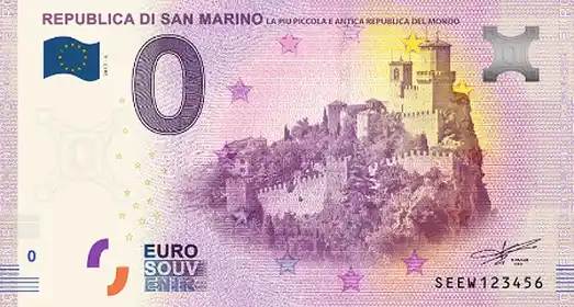 Billet 0€ REPUBLICA DI SAN MARINOLA PIU PICCOLA E ANTICA REPUBLICA DEL MUNDO