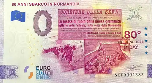 Billete de 0€ 80 ANNI SBARCO IN NORMANDIA 80° GIUGNO 1944 D-DAY